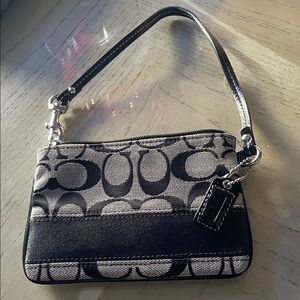 Coach Black and Gray Signature Wristlet